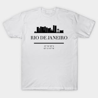 RIO DE JANEIRO BLACK SILHOUETTE SKYLINE ART T-Shirt